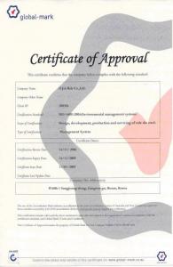 Certificate of environment.